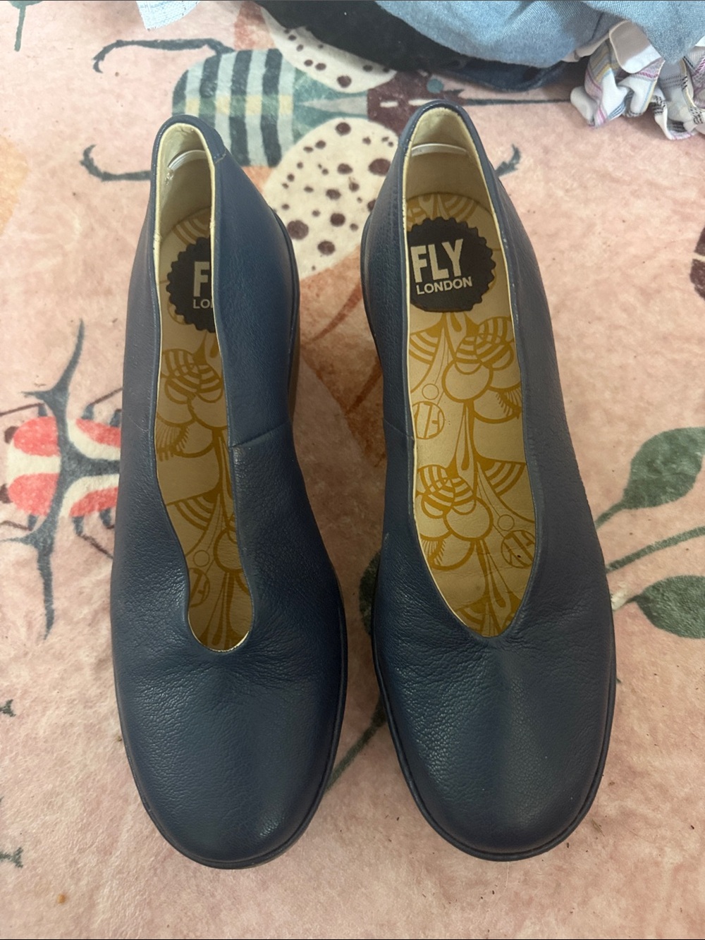 Fly London Women's Dark Navy Leather Slip-Ons